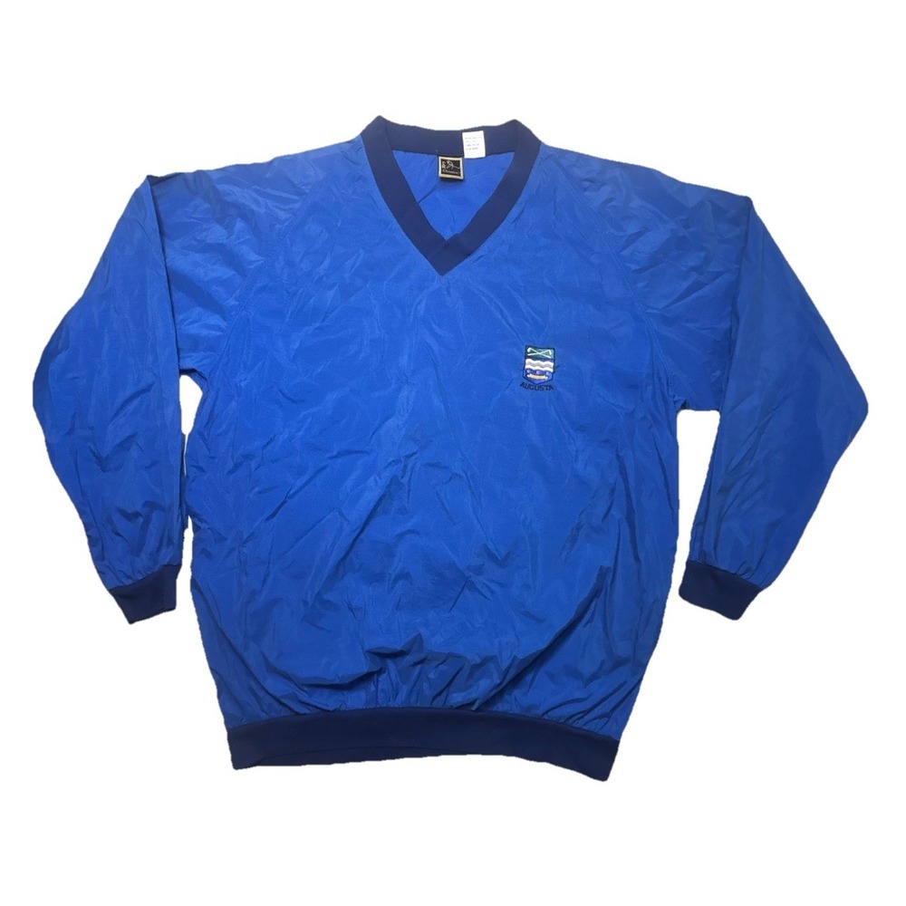 Vintage PAR Classics Augusta Pullover Windbreaker Jacket Blue Nylon Golf Large
